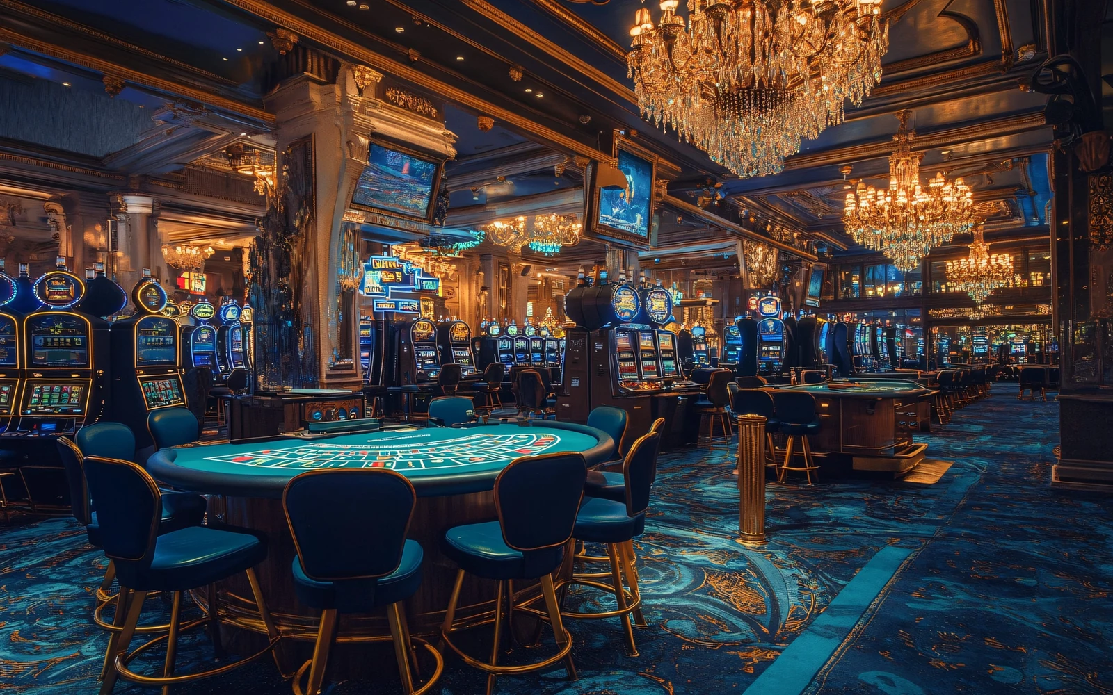 Tampilan meja kartu dan roulette dalam kategori kasino 7METER